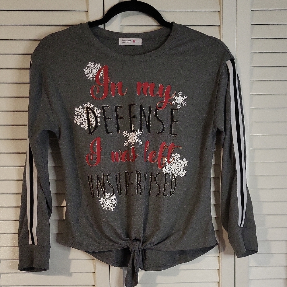 Beautees Gray Top with Pink Heart Label